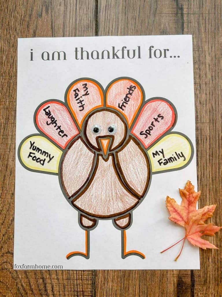 free thanksgiving "i am thankful for" printable - fox farm home